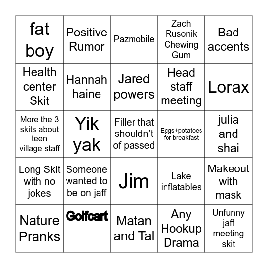 Naycha Jit Review Bingo! Bingo Card