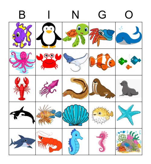 Ocean Bingo Card