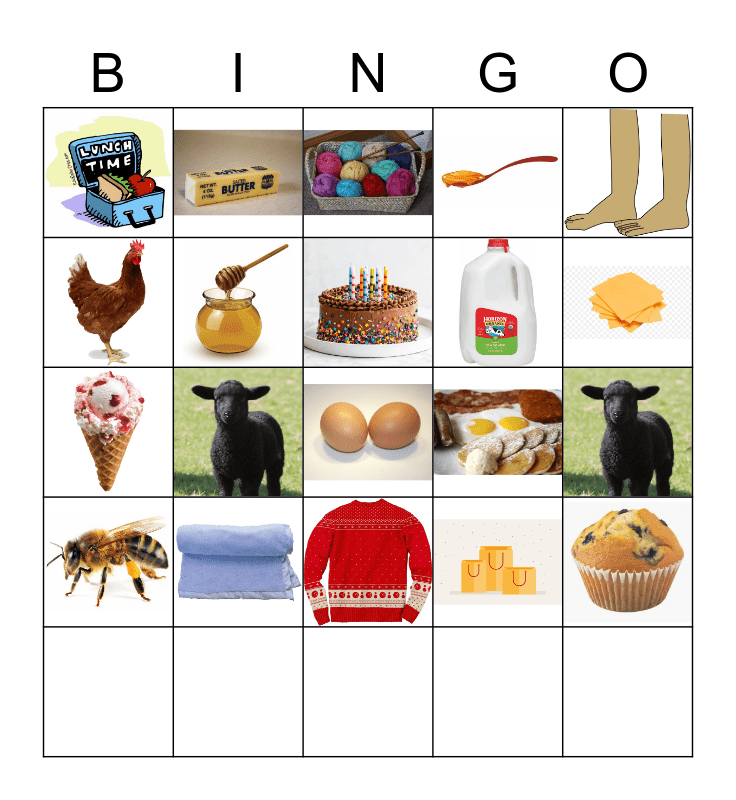 Baa Baa Black Sheep Bingo Card