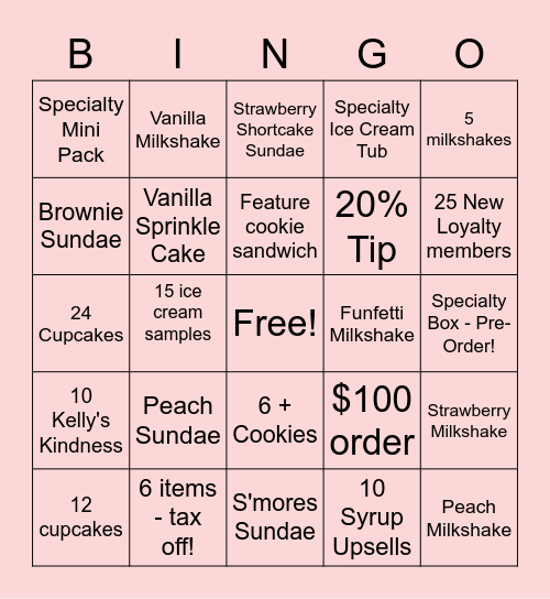 Summer Selling Contest! Bingo Card