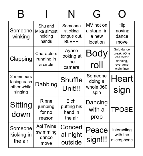 Enstars MV Bingo Card