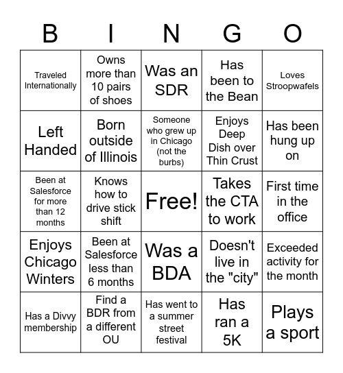 BDR Bingo Card