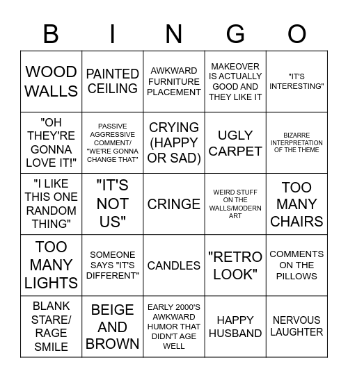 TRADING SPACES BINGO Card