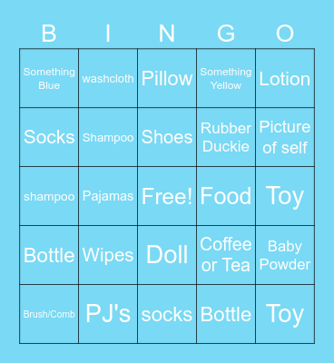 Baby Shower Bingo Card