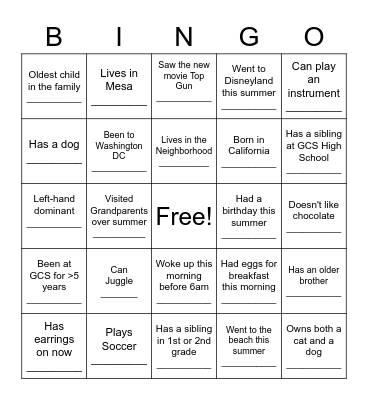 American History w/Mrs. Patterson Bingo Card