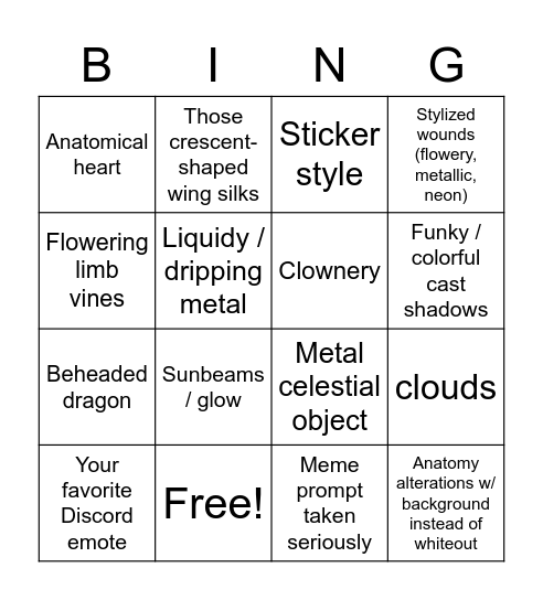 i lost the first one oops Bingo Card