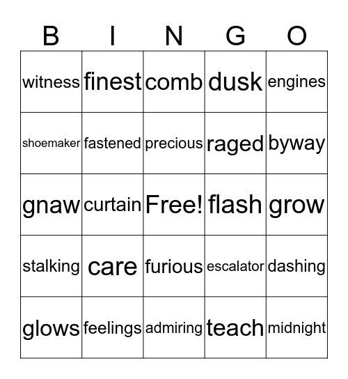 unit 1 Bingo Card