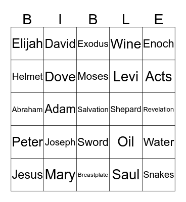 Sunday School Class Bingo Card