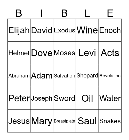 Sunday School Class Bingo Card
