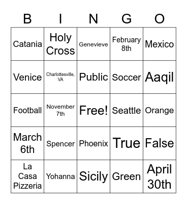 Bingo Card