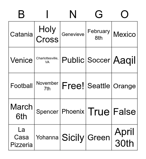 Bingo Card