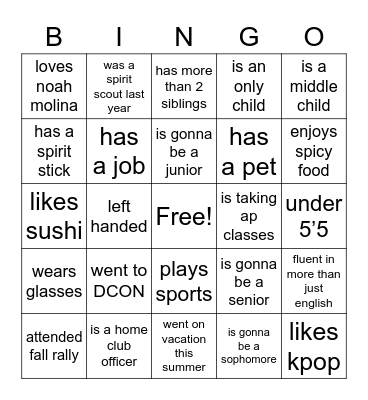 Spirit Scout Diversity Bingo Card