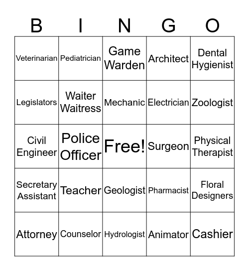 CAREER BINGO Card