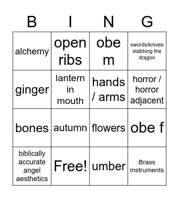 kirby's brass band Bingo Card