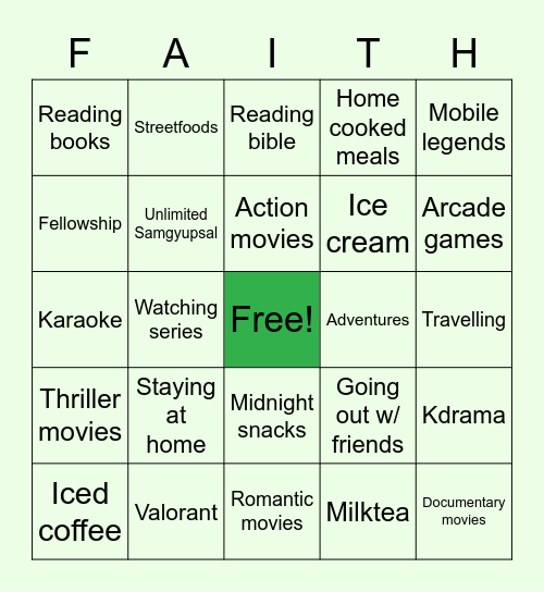 Faith Bingo Card