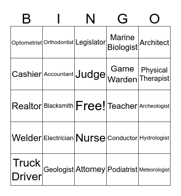 Career Bingo Card