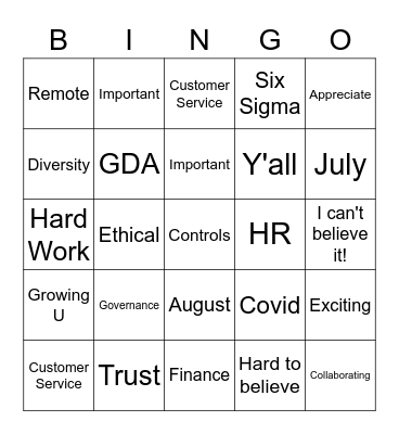 July NASS All Hands Bingo Card