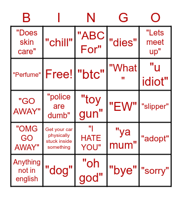 Berry avenue bingo Card