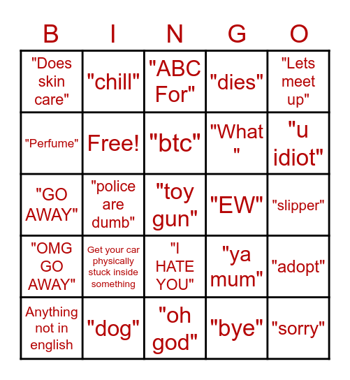 Berry avenue bingo Card