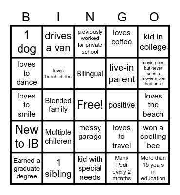 What Do You Have in Common with Your AP? Bingo Card