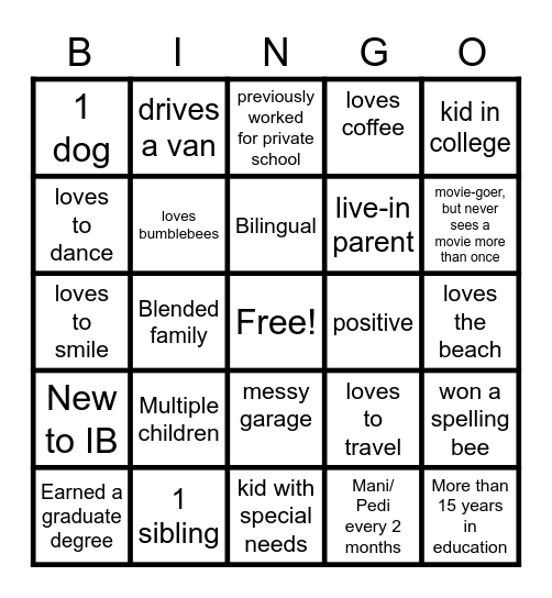 What Do You Have in Common with Your AP? Bingo Card