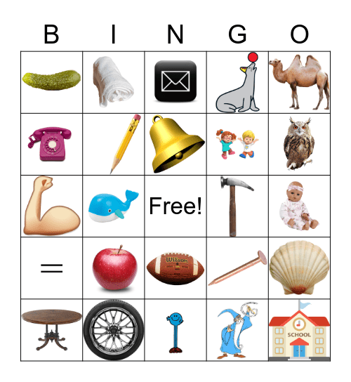 Final /l/ Bingo Card