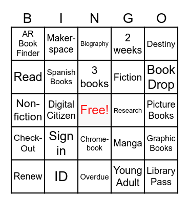 Westview Media Center Orientation Bingo Card