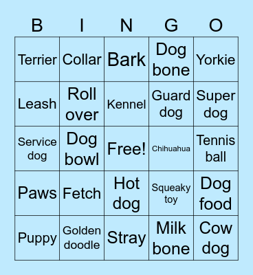 Doggie Bingo Card