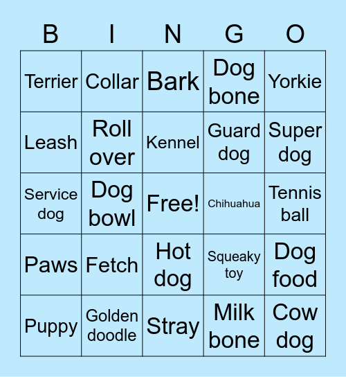 Doggie Bingo Card