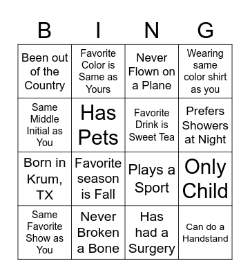Sports Med Bingo Card