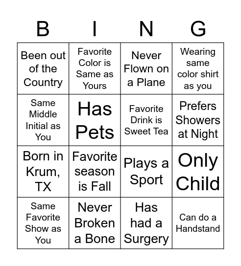 Sports Med Bingo Card