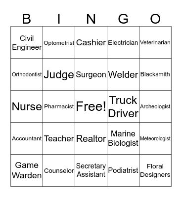 Career Bingo Card