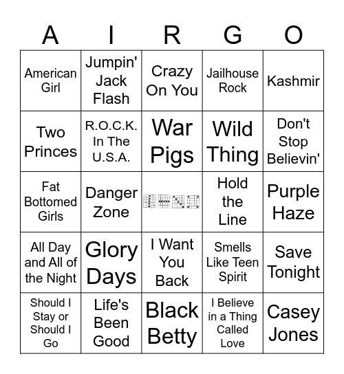 Air Guitar Hero Pt 2 Bingo Card