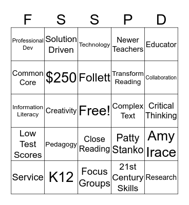 Professional Development Bingo Card