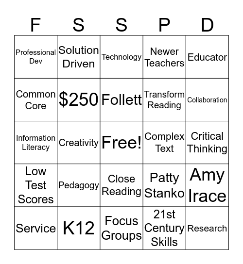 Professional Development Bingo Card