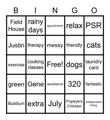 IC Housing Bingo Card