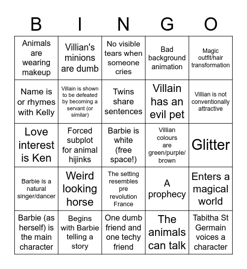 Barbie Movie Bingo💗 Bingo Card