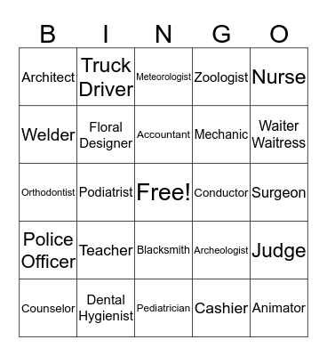 Career Bingo Card