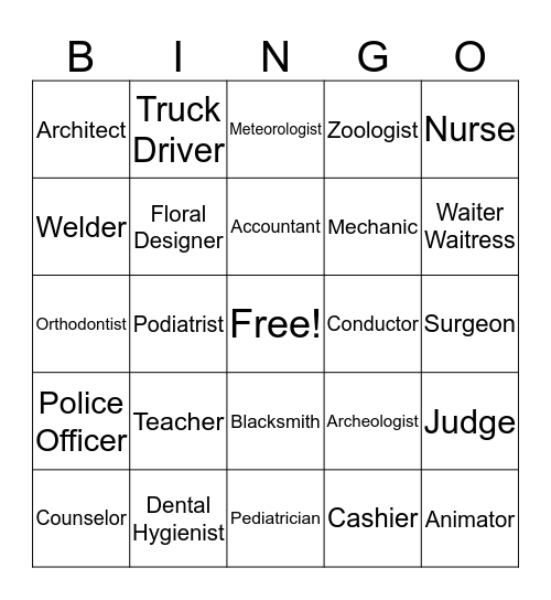 Career Bingo Card