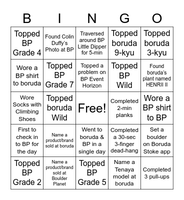 boruda x Boulder Planet Bingo Card