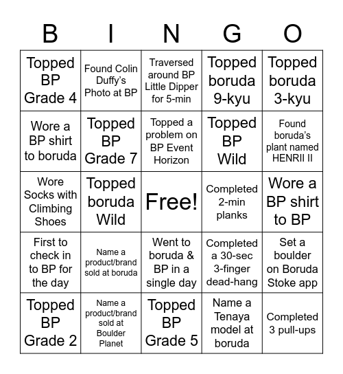 boruda x Boulder Planet Bingo Card