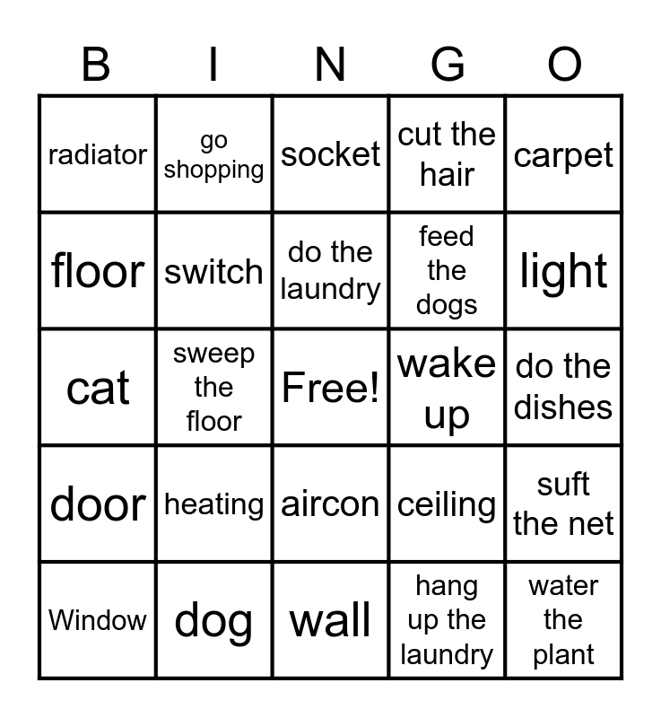 Room bingo Card