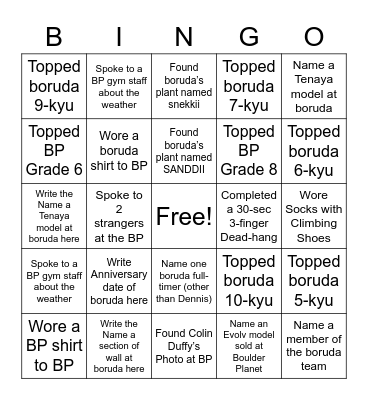 boruda x Boulder Planet BINGO! Bingo Card
