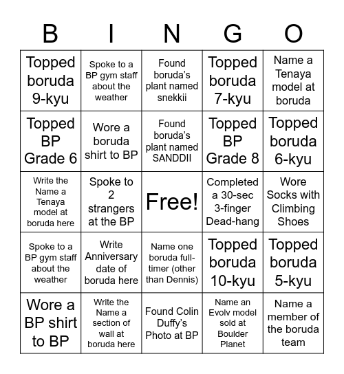 boruda x Boulder Planet BINGO! Bingo Card