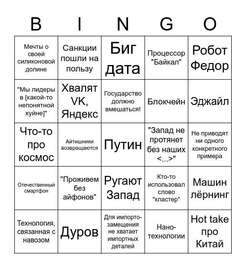 ТЕХНОЛОГИИ ДА, ПРИРОДА НЕТ Bingo Card