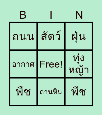 สิ่งแวดล้อมและประชากร Bingo Card