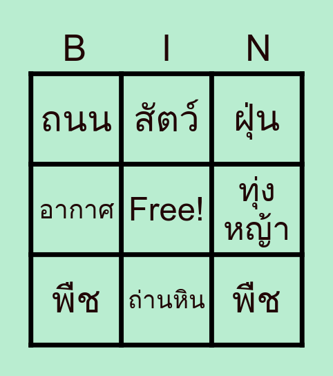 สิ่งแวดล้อมและประชากร Bingo Card