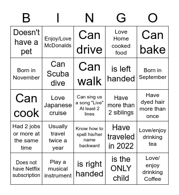 28 July LG Bingo Card