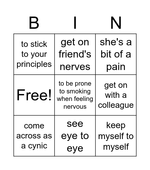 Outcomes Advanced Unit 2 Bingo Card