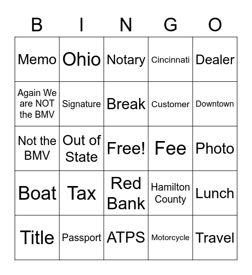 titled Bingo Card